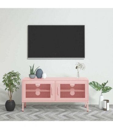 vidaXL TV Cabinet Pink 105x35x50 cm Steel