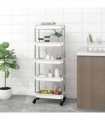 vidaXL 5-Tier Kitchen Trolley White 42x29x128 cm Iron and ABS