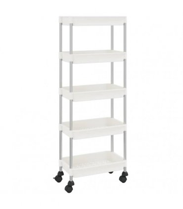 vidaXL 5-Tier Kitchen Trolley White 42x29x128 cm Iron and ABS