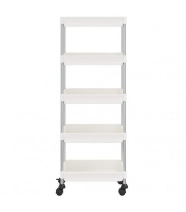 vidaXL 5-Tier Kitchen Trolley White 42x29x128 cm Iron and ABS