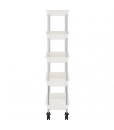 vidaXL 5-Tier Kitchen Trolley White 42x29x128 cm Iron and ABS