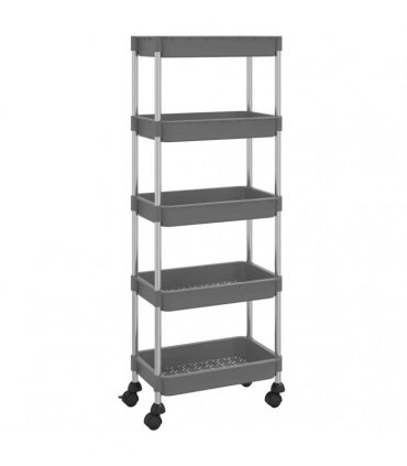 vidaXL 5-Tier Kitchen Trolley Grey 42x29x128 cm Iron and ABS