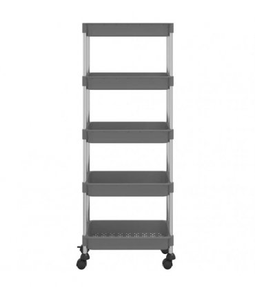 vidaXL 5-Tier Kitchen Trolley Grey 42x29x128 cm Iron and ABS