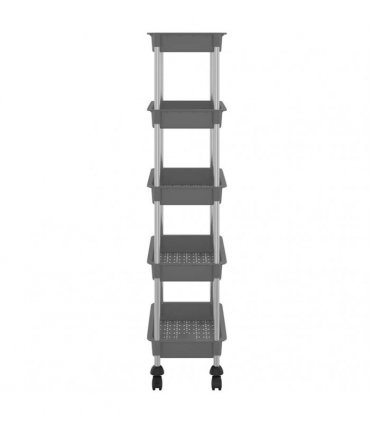 vidaXL 5-Tier Kitchen Trolley Grey 42x29x128 cm Iron and ABS