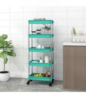 vidaXL 5-Tier Kitchen Trolley Turquoise 42x29x128 cm Iron and ABS