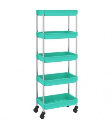 vidaXL 5-Tier Kitchen Trolley Turquoise 42x29x128 cm Iron and ABS