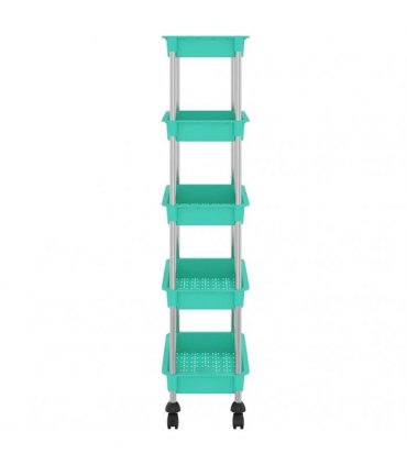 vidaXL 5-Tier Kitchen Trolley Turquoise 42x29x128 cm Iron and ABS