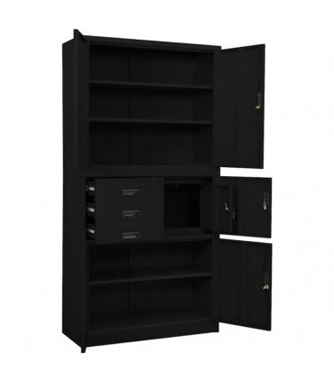 vidaXL Office Cabinet Black 90x40x180 cm Steel