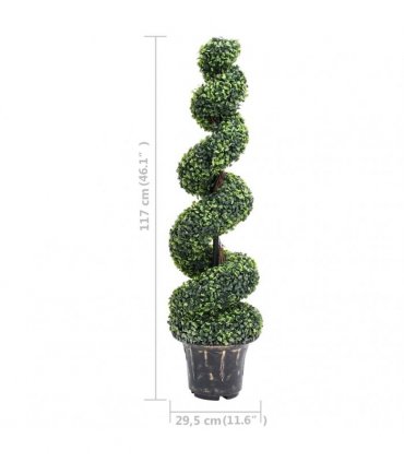 vidaXL Artificial Boxwood Spiral Plant with Pot Green 117 cm