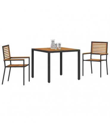 vidaXL Garden Dining Set 3 pcs Black and Brown Poly Rattan