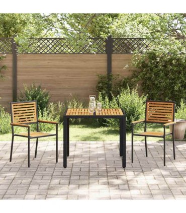 vidaXL Garden Dining Set 3 pcs Black and Brown Poly Rattan