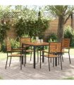 vidaXL Garden Dining Set 5 pcs Black and Brown Poly Rattan