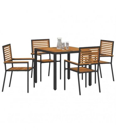 vidaXL Garden Dining Set 5 pcs Black and Brown Poly Rattan