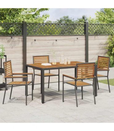 vidaXL Garden Dining Set 5 pcs Black and Brown Poly Rattan