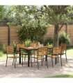 vidaXL Garden Dining Set 7 pcs Black and Brown Poly Rattan