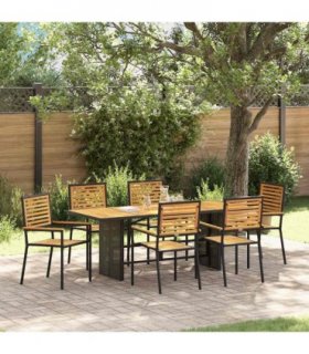 vidaXL Garden Dining Set 7 pcs Black and Brown Poly Rattan