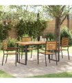 vidaXL Garden Dining Set 5 pcs Black Solid Acacia Wood