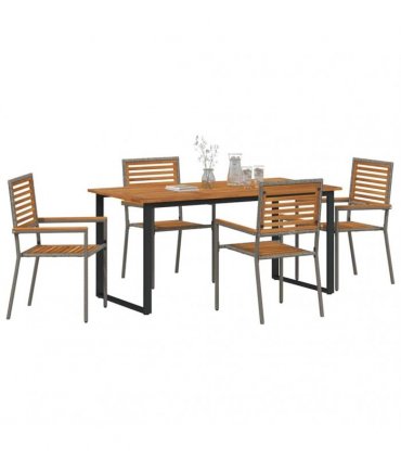 vidaXL Garden Dining Set 5 pcs Grey Solid Acacia Wood