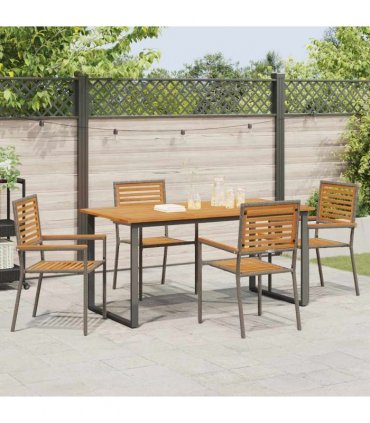 vidaXL Garden Dining Set 5 pcs Grey Solid Acacia Wood