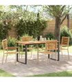 vidaXL Garden Dining Set 5 pcs Beige Solid Acacia Wood