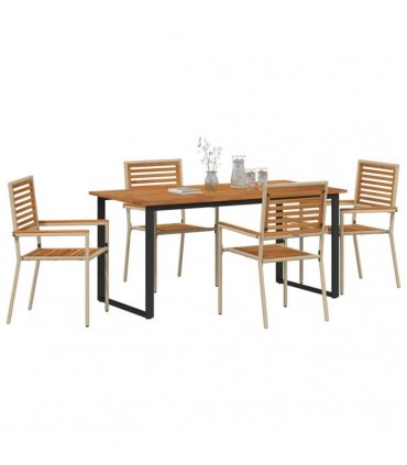 vidaXL Garden Dining Set 5 pcs Beige Solid Acacia Wood