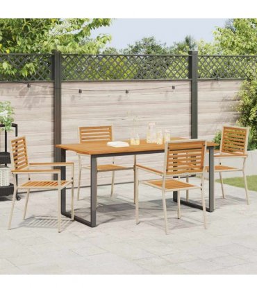 vidaXL Garden Dining Set 5 pcs Beige Solid Acacia Wood