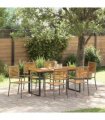 vidaXL Garden Dining Set 7 pcs Grey Solid Acacia Wood