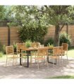 vidaXL Garden Dining Set 7 pcs Beige Solid Acacia Wood