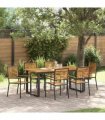 vidaXL Garden Dining Set 7 pcs Black Solid Acacia Wood