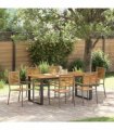 vidaXL Garden Dining Set 7 pcs Grey Solid Acacia Wood