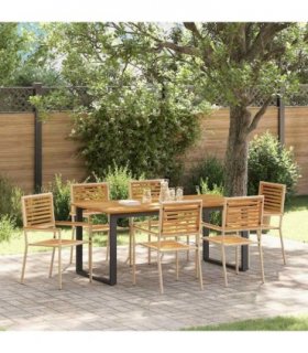 vidaXL Garden Dining Set 7 pcs Beige Solid Acacia Wood
