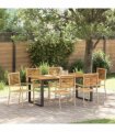 vidaXL Garden Dining Set 7 pcs Beige Solid Acacia Wood