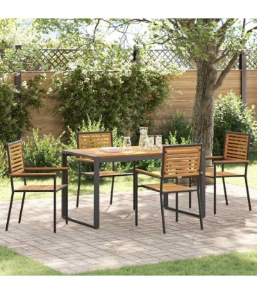 vidaXL Garden Dining Set 5 pcs Black and Brown Poly Rattan