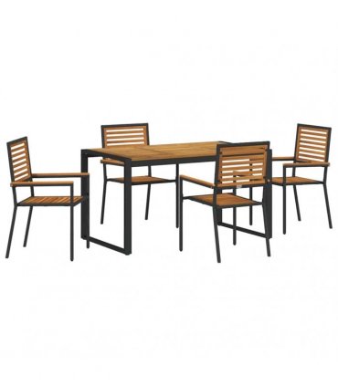 vidaXL Garden Dining Set 5 pcs Black and Brown Poly Rattan