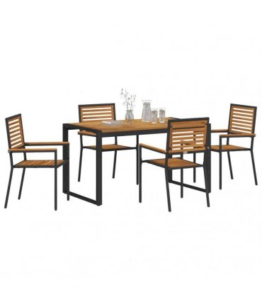 vidaXL Garden Dining Set 5 pcs Black and Brown Poly Rattan
