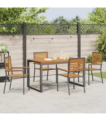 vidaXL Garden Dining Set 5 pcs Black and Brown Poly Rattan