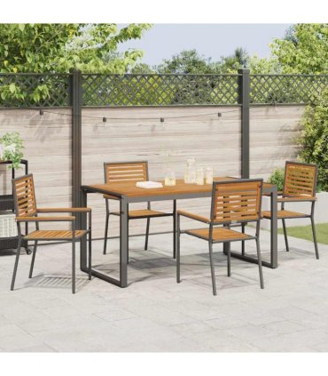 vidaXL Garden Dining Set 5 pcs Black and Brown Poly Rattan