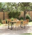 vidaXL Garden Dining Set 7 pcs Beige and Brown Poly Rattan