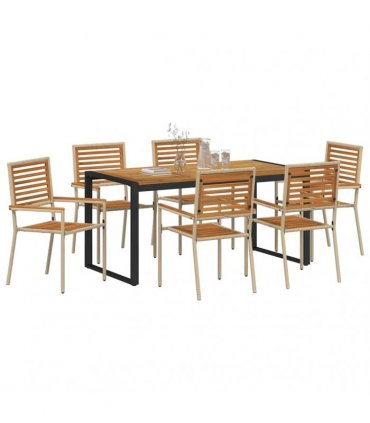 vidaXL Garden Dining Set 7 pcs Beige and Brown Poly Rattan
