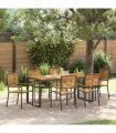 vidaXL Garden Dining Set 7 pcs Black and Brown Poly Rattan