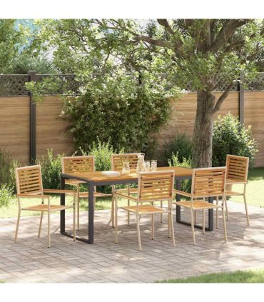 vidaXL Garden Dining Set 7 pcs Beige and Brown Poly Rattan