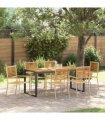 vidaXL Garden Dining Set 7 pcs Beige and Brown Poly Rattan