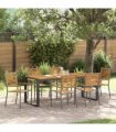 vidaXL Garden Dining Set 7 pcs Grey and Brown Poly Rattan