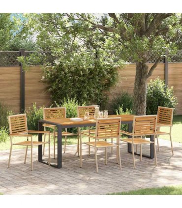 vidaXL Garden Dining Set 7 pcs Beige and Brown Poly Rattan
