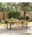 vidaXL Garden Dining Set 7 pcs Beige and Brown Poly Rattan
