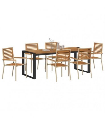 vidaXL Garden Dining Set 7 pcs Beige and Brown Poly Rattan