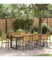 vidaXL Garden Dining Set 9 pcs Black and Brown Poly Rattan
