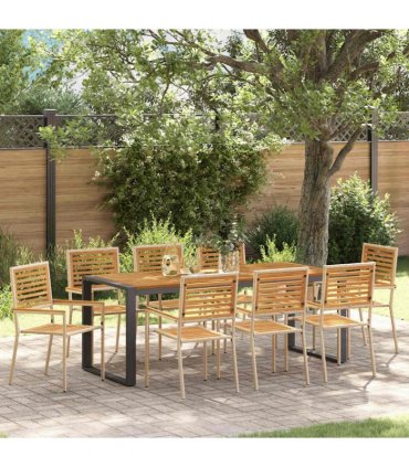 vidaXL Garden Dining Set 9 pcs Beige and Brown Poly Rattan