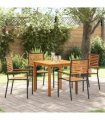 vidaXL Garden Dining Set 5 pcs Black Solid Acacia Wood