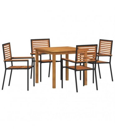 vidaXL Garden Dining Set 5 pcs Black Solid Acacia Wood